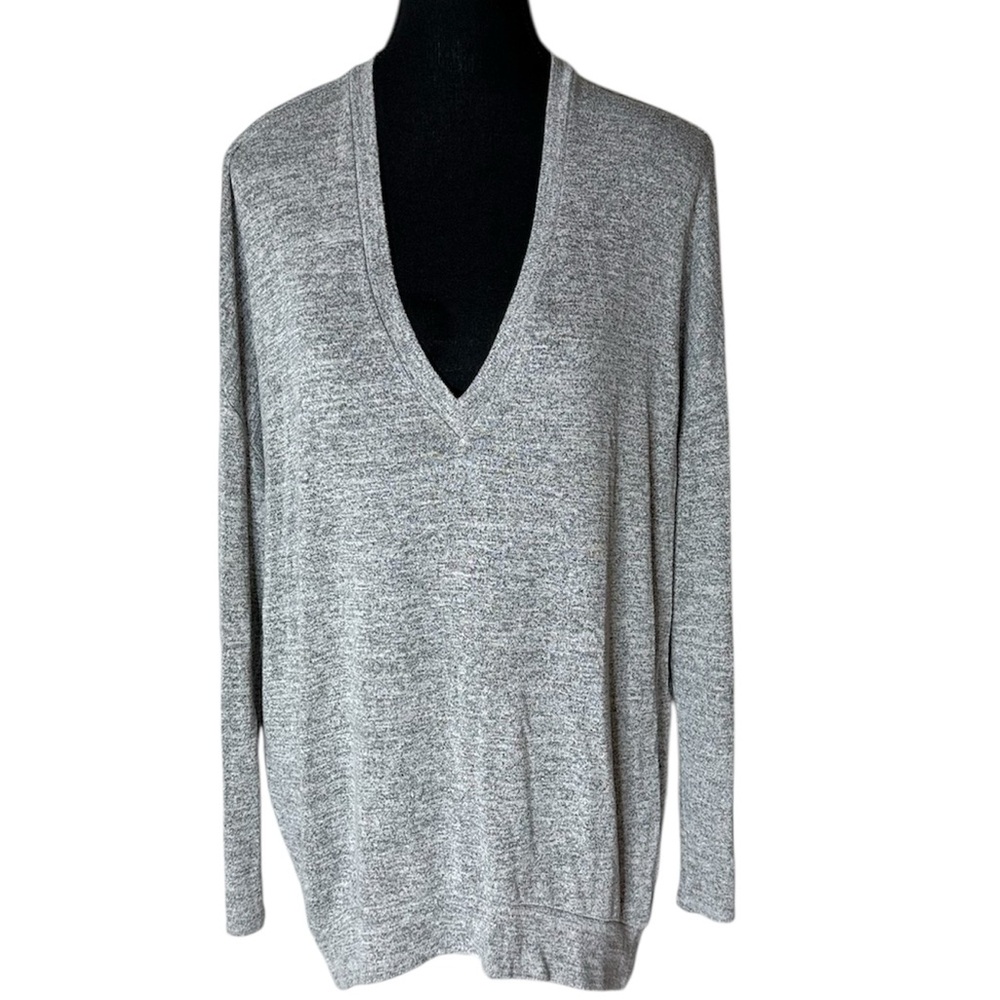 WILFRED FREE Oversized Grey Deep V Neck Lightweight Knit Sweater Large Small